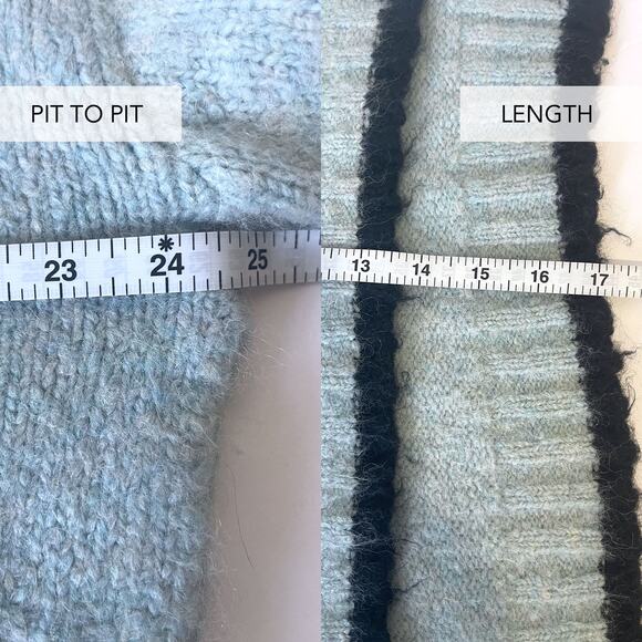 SANDY LIANG Alpaca Wool Blend Cropped Turtleneck Sweater in Blue Size 2 - Picture 13 of 13